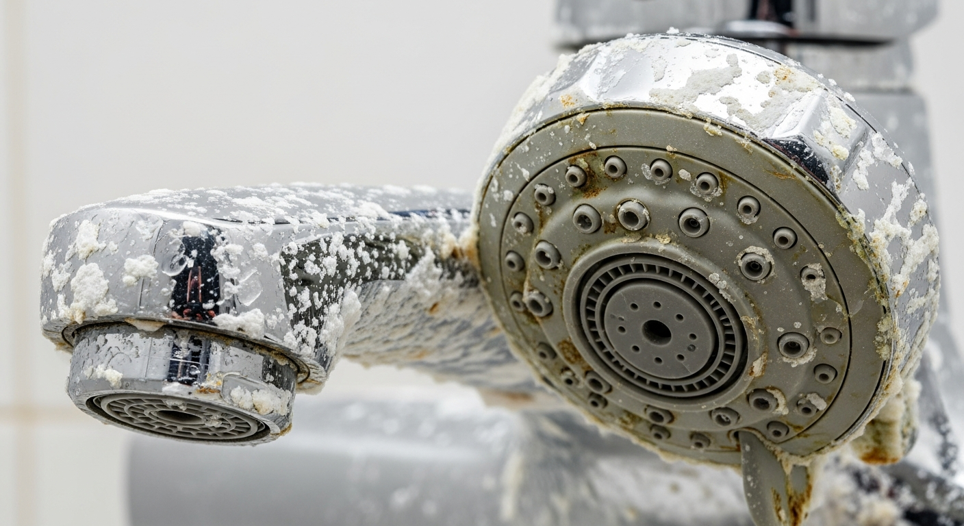 Hard water scale buildup on fixtures